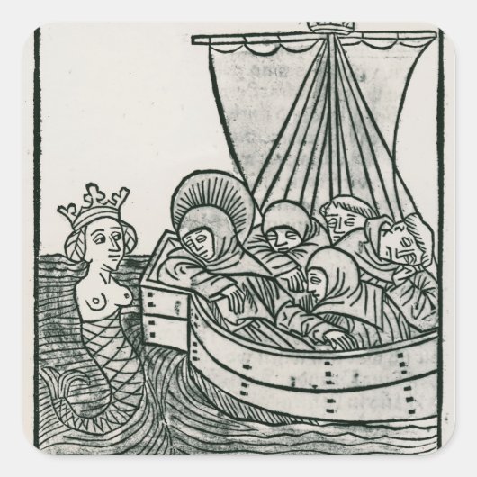 St. Brendan und Siren Quadratischer Aufkleber (Vorderseite)