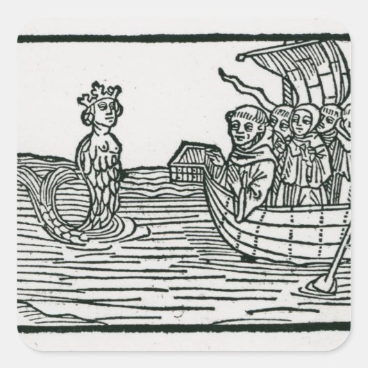St. Brendan und Siren Quadratischer Aufkleber (Vorderseite)