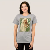 St Brigid Art Nouveau Halo and Snowdrops Tri-Blend Shirt (Vorderseite voll)