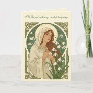 St Brigid Art Nouveau Heiligenschein und Schneeglö Karte