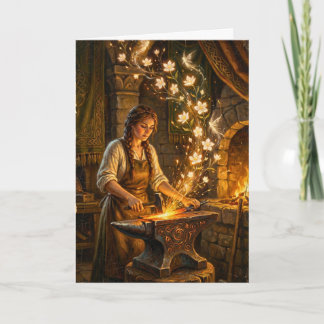 St Brigid Blacksmith Fairies Flowers Fantasy Art Karte