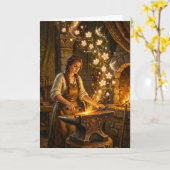 St Brigid Blacksmith Fairies Flowers Fantasy Art Karte (Gelbe Blume)