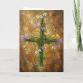 St Brigid Cross Green Rushes Crocus Imbolc Art Karte (Rückseite)