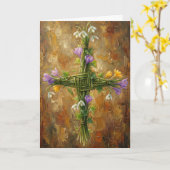 St Brigid Cross Green Rushes Crocus Imbolc Art Karte (Gelbe Blume)