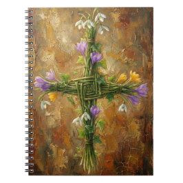 St Brigid Cross Green Rushes Crocus Imbolc Art Notizblock
