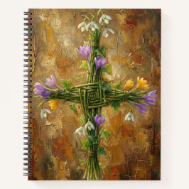 St Brigid Cross Green Rushes Crocus Imbolc Art Notizblock
