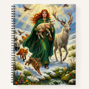 St. Brigid Frühlingsgöttin Waldtiere Imbolc Notizblock