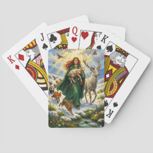 St. Brigid Frühlingsgöttin Waldtiere Imbolc Spielkarten