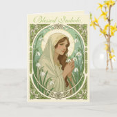 St Brigid Holding Snowdrops at Imbolc Karte (Gelbe Blume)