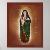 St. Brigid of Ireland Print - Red Background Poster (Vorne)