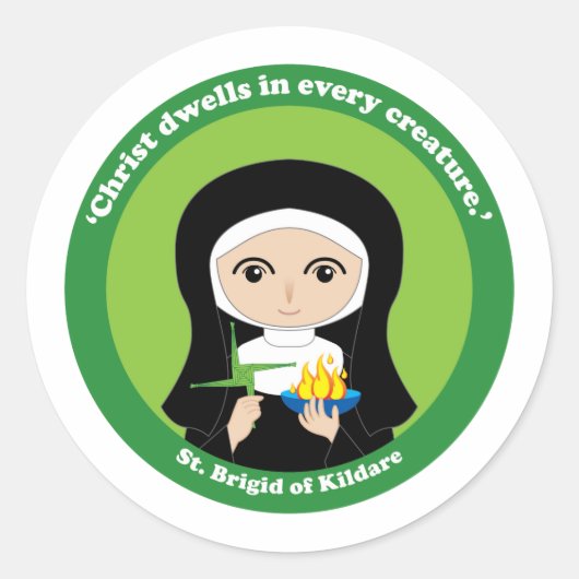 St. Brigid of Kildare Runder Aufkleber (Vorderseite)