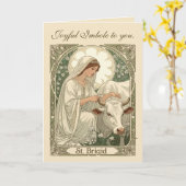 St Brigid Patroness Saint Of Ireland With White Co Karte (Gelbe Blume)