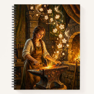 St. Brigid Schmiedefeen Blumen Fantasy-Kunst Notizblock