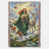 St Brigid Spring Goddess Woodland Animals Imbolc Decke (Vorderseite Vertikal)