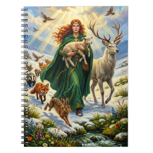 St Brigid Spring Goddess Woodland Animals Imbolc Notizblock (Vorderseite)