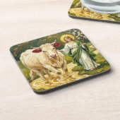 St. Brigid & The White Cow (Imbolc) Getränkeuntersetzer (Linke Seite)