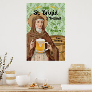 St. Brigid von Irland und ihr Bierfass Poster