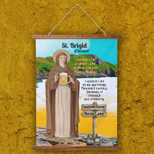 St. Brigid von Irland und ihr Bierlake Wandteppich Mit Holzrahmen