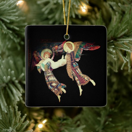 St. Brigid wird von Engeln davongetragen Keramikornament (Baum)