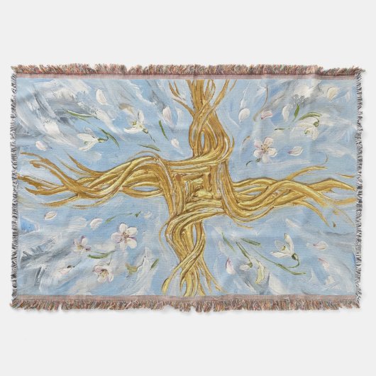 St Brigid's Cross Snowdrops Golden Imbolc Art Decke (Vorderseite)