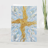 St Brigid's Cross Snowdrops Golden Imbolc Art Karte (Rückseite)