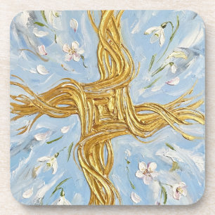 St. Brigids Kreuz Schneeglöckchen Golden Imbolc Ku Getränkeuntersetzer