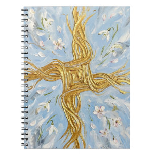 St. Brigids Kreuz Schneeglöckchen Golden Imbolc Ku Notizblock