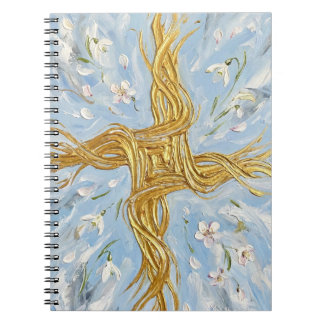 St. Brigids Kreuz Schneeglöckchen Golden Imbolc Ku Notizblock