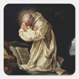 St. Bruno, der in der Wüste, 1763 betet Quadratischer Aufkleber