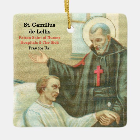 St. Camillus Comforting an Invalid (M 021) Keramikornament (Vorderseite)