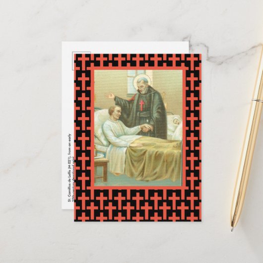 St. Camillus Comforting an Invalid (M 021) Postkarte (Vorderseite/Rückseite Beispiel)
