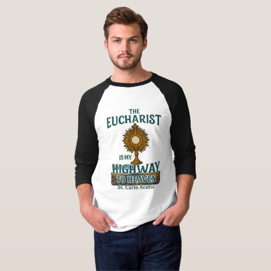 St. Carlo Acutis Eucharist mein Highway zum Himmel T-Shirt (Vorne ganz)