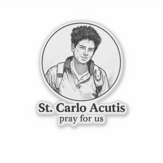 St. Carlo Acutis Religious Icon & Sketch Design Aufkleber (Vorderseite)
