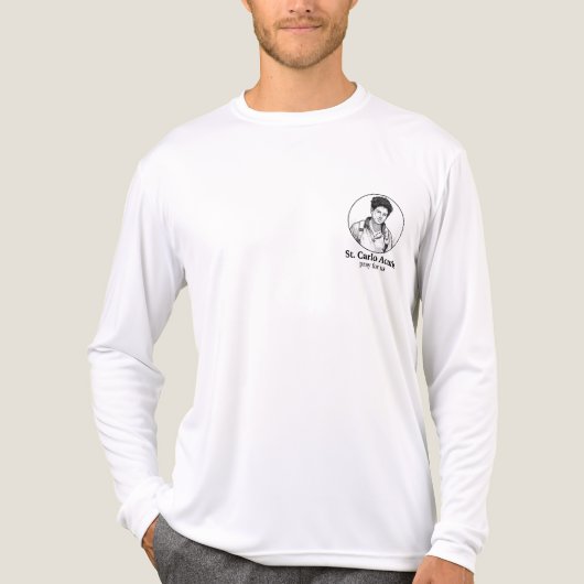 St. Carlo Acutis Religious Icon & Sketch Design Tri-Blend Shirt (Vorderseite)