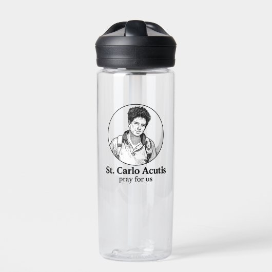 St. Carlo Acutis Religious Icon & Sketch Design Trinkflasche (Vorderseite)