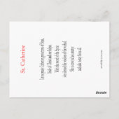 St. Catherine Prayer Card Postkarte (Rückseite)