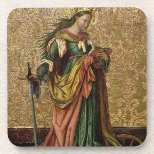St. Catherine von Alexandria (Öl auf Platte) 2 Getränkeuntersetzer