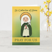 St. Catherine von Siena Denken Sie an Sie katholis Karte (Gelbe Blume)