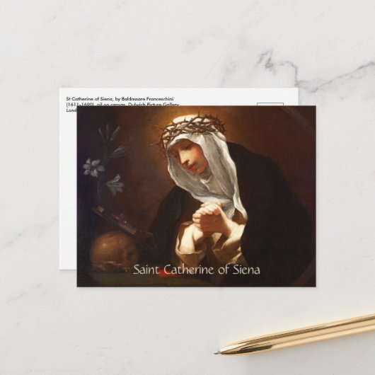 St. Catherine von Siena (Franceschini) Horizontal Postkarte (Vorderseite/Rückseite Beispiel)