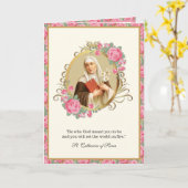 St. Catherine von Siena Religious Gebet Pink Roses Karte (Gelbe Blume)