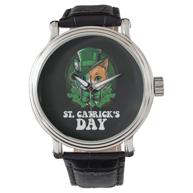 St Catricks Day Cat Lovers St Patrick's Day Armbanduhr (Vorderseite)
