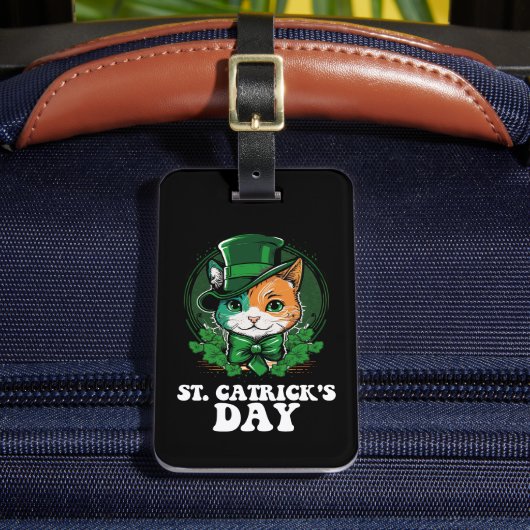 St Catricks Day Cat Lovers St Patrick's Day Gepäckanhänger (Vorderseite Insitu 2)