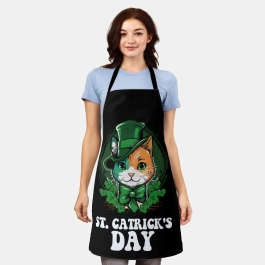 St Catricks Day Cat Lovers St Patrick's Day Schürze (Getragen)
