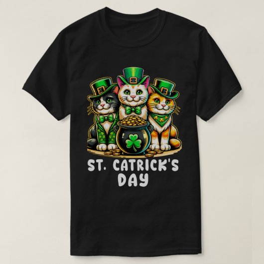 St Catricks Day Funny Cats T-Shirt (Design vorne)