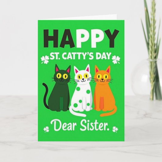 St Cattys Cats Sister Fun Card Karte (Vorderseite)