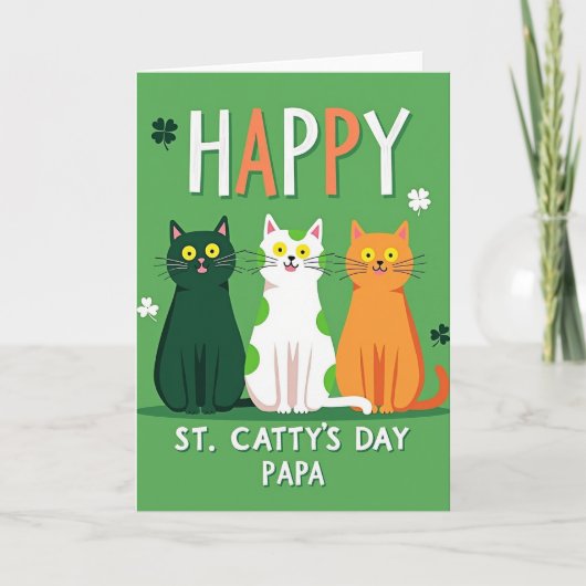 St. Cattys Tag Papa Katze Karte (Vorderseite)