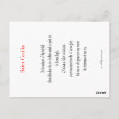 St. Cecilia Gebet Card Postkarte (Rückseite)