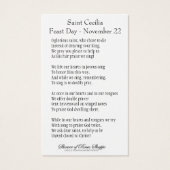 St. Cecilia Gebetsmänner Vintag (Rückseite)