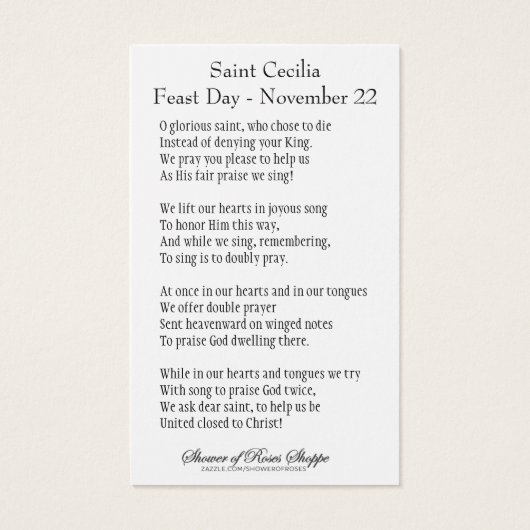 St. Cecilia Gebetsmänner Vintag (Rückseite)