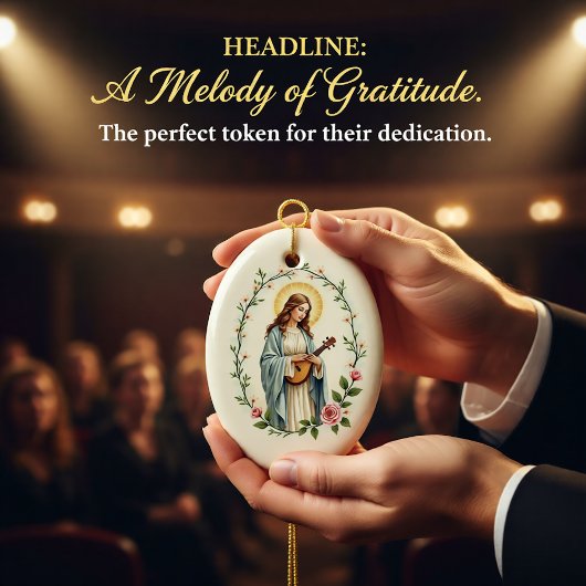 St Cecilia God's Peace and Blessings Scripture Keramik Ornament